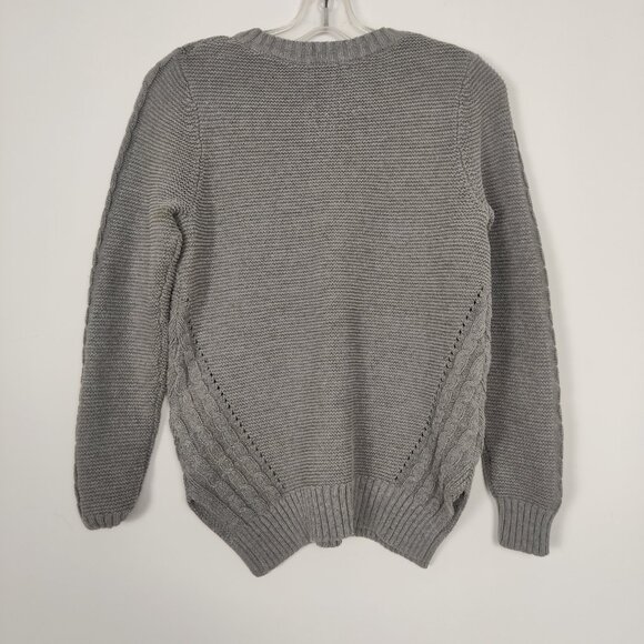 Sears Women's Sweater Size M 10 / 12 Gray Cotton Blend Knitwear Cableknit Casual - Picture 3 of 8